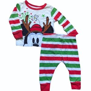 Reindeer Minnie Striped Christmas Baby Girl PJs